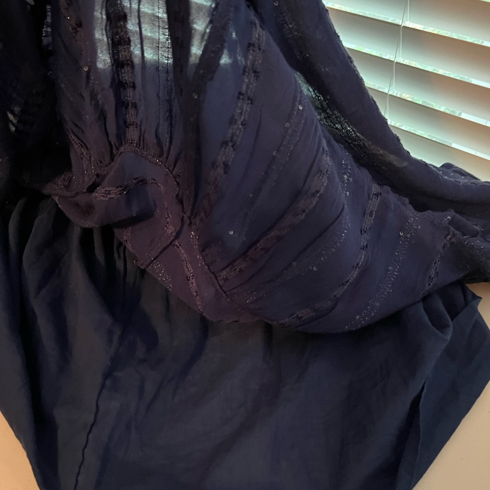 Soft Surroundings Navy Textured Dress. L - Picture 7 of 9